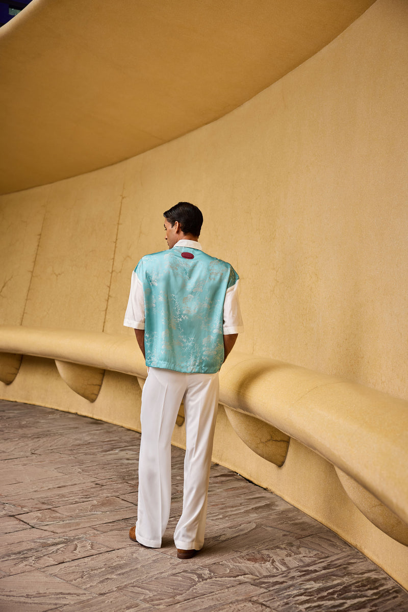 Men's Jacquard & Taffeta Panelled Shirt