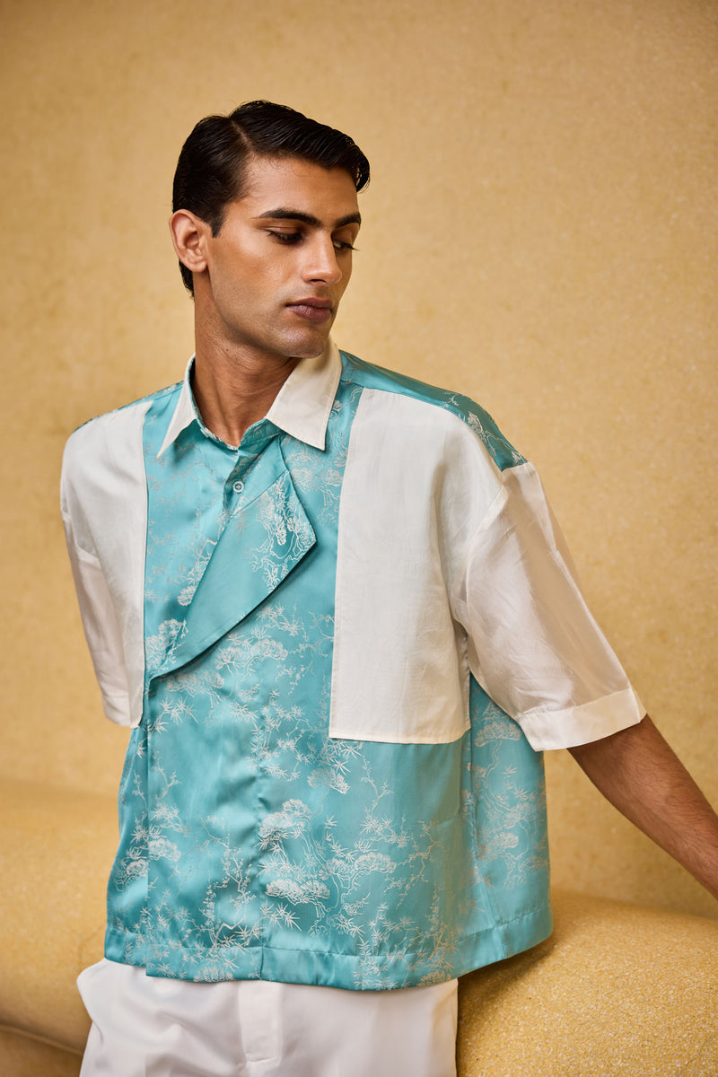 Men's Jacquard & Taffeta Panelled Shirt
