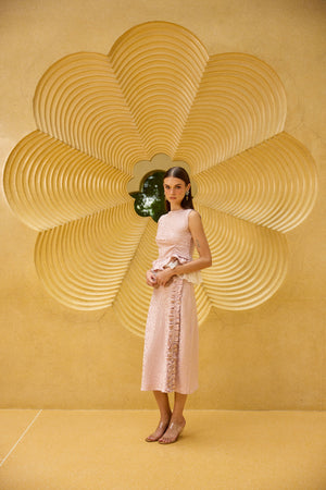 Blush Pink Jacquard Peplum Set