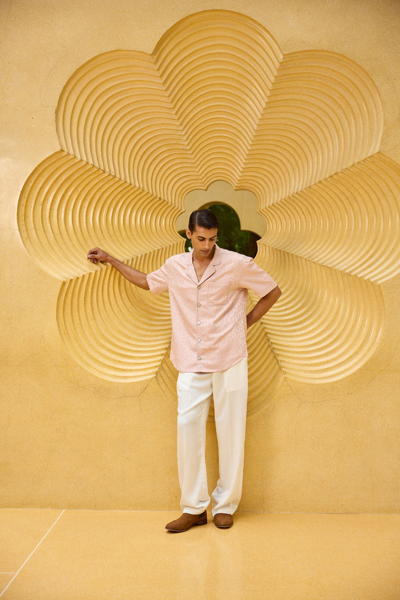 Men's Pastel Pink Jacquard Shirt
