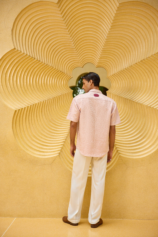 Men's Pastel Pink Jacquard Shirt