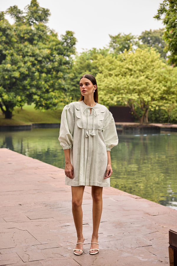 Pastel Green A-Line Jacquard Dress