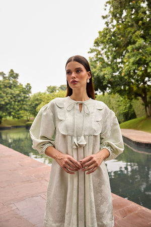 Pastel Green A-Line Jacquard Dress