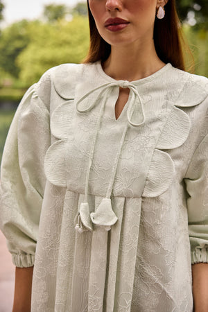 Pastel Green A-Line Jacquard Dress