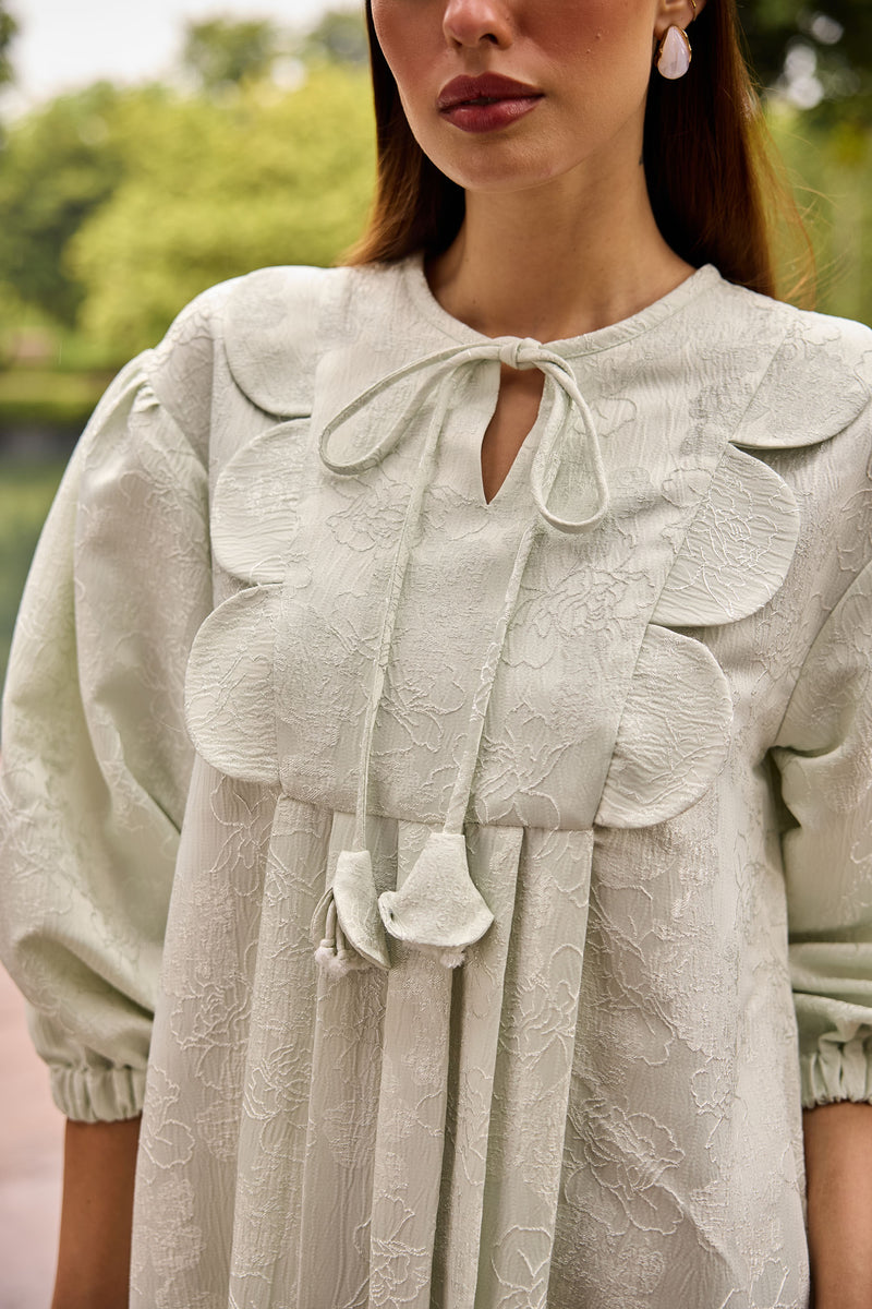 Pastel Green A-Line Jacquard Dress