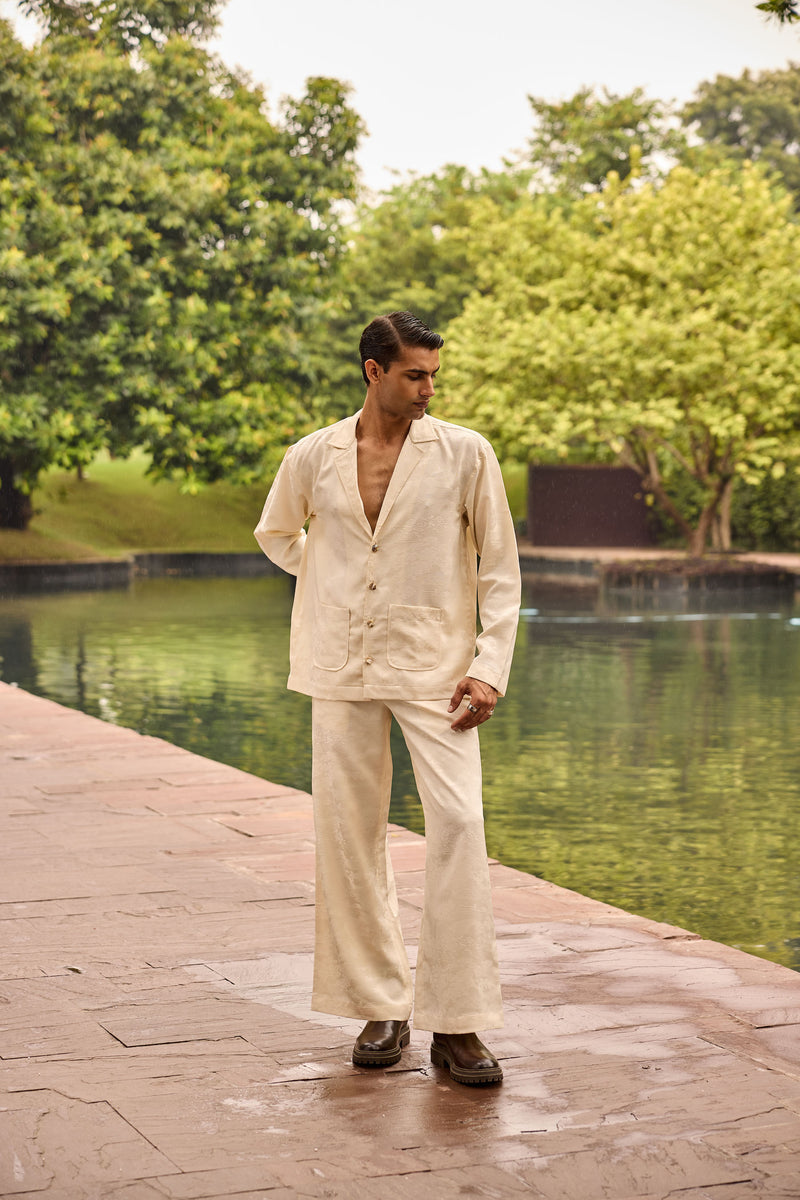 Men’s Jacquard Co-ord Set in Cream