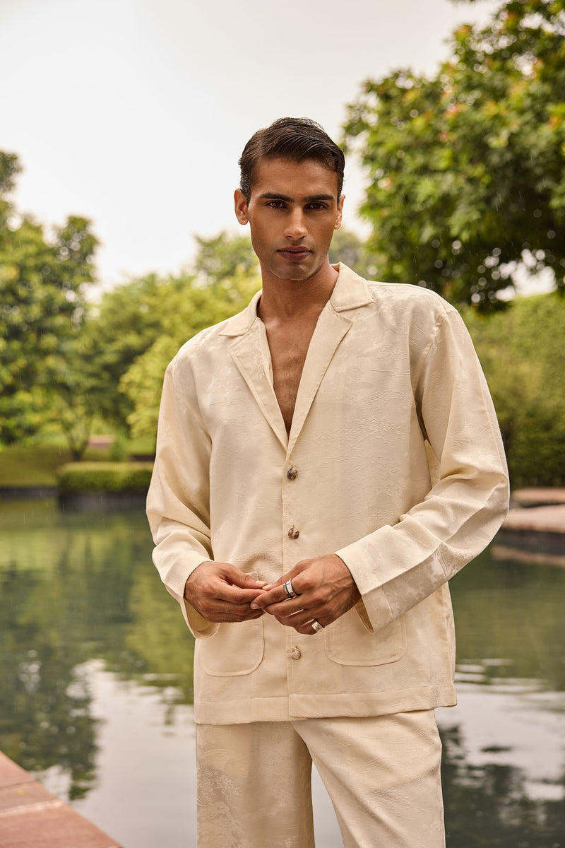 Men’s Jacquard Co-ord Set in Cream