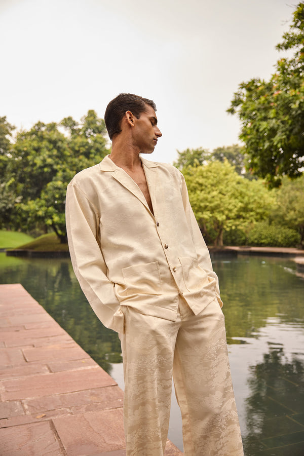 Men’s Jacquard Co-ord Set in Cream
