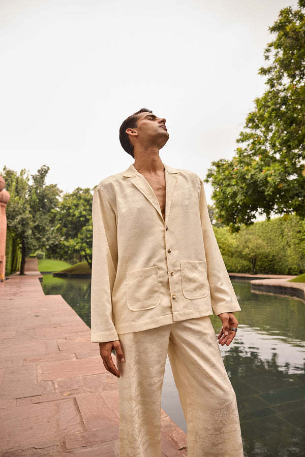 Men’s Jacquard Co-ord Set in Cream