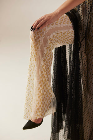 Enigma Off White Gold Lace Pants