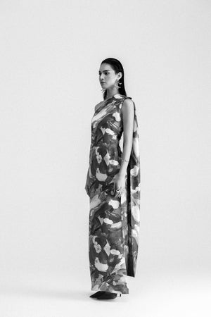 PRINTED ONE SHOULDER DRESS