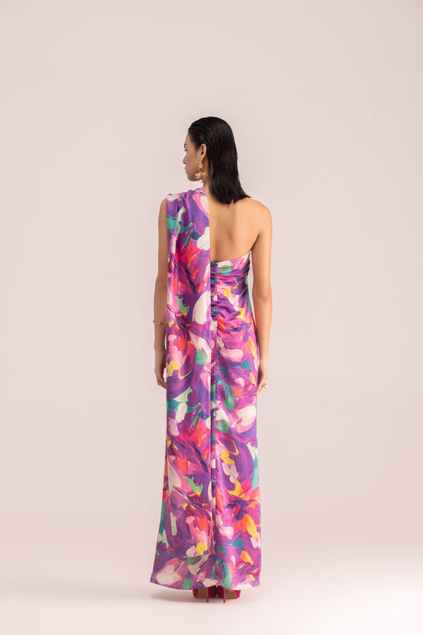 PRINTED ONE SHOULDER DRESS