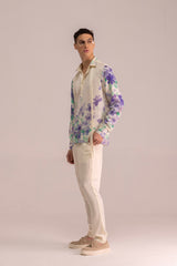 PRINTED SATIN SHIRT WITH TIE