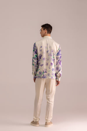 PRINTED SATIN SHIRT WITH TIE
