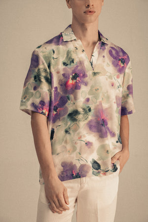 V-NECK SATIN SHIRT