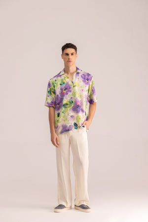 V-NECK SATIN SHIRT