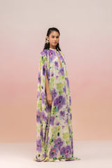 PRINTED TRAPEZE LONG DRESS