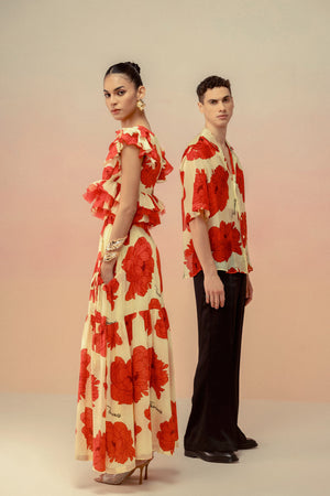 OVERSIZED ORGANZA PRINTED SHIRT