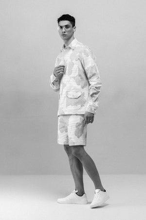 PRINTED DENIM SHIRT WITH SHORTS CO-ORD