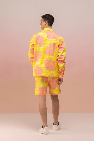 PRINTED DENIM SHIRT WITH SHORTS CO-ORD