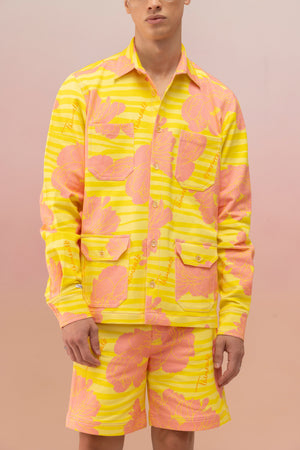 PRINTED DENIM SHIRT WITH SHORTS CO-ORD