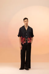 SATIN PRINTED NOTCHED SHIRT