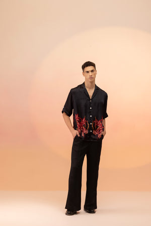SATIN PRINTED NOTCHED SHIRT