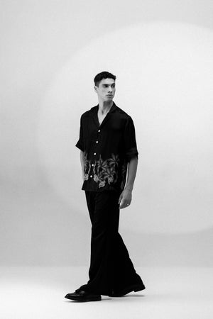 SATIN PRINTED NOTCHED SHIRT