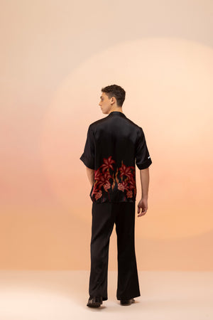 SATIN PRINTED NOTCHED SHIRT