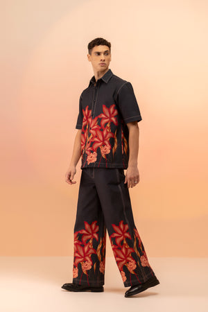 PRINTED WIDE-LEG JEANS