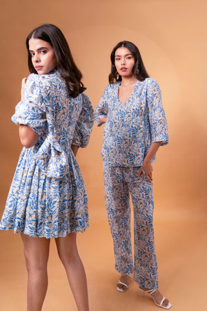 Gathered Linen Mini Dress