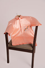 Peach Embellished Pocket Men's Shirt