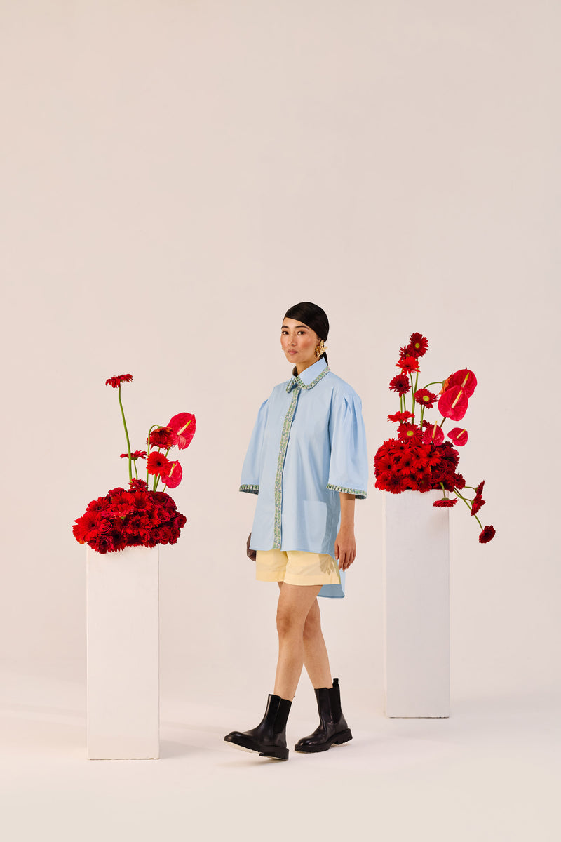 Pastel Yellow Cotton Shorts