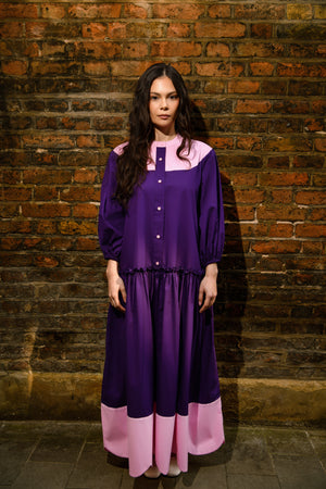 Cotton Colourblock Midi Dress