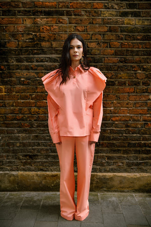 Ruffle Shoulder Poplin Cotton Co-ord Set