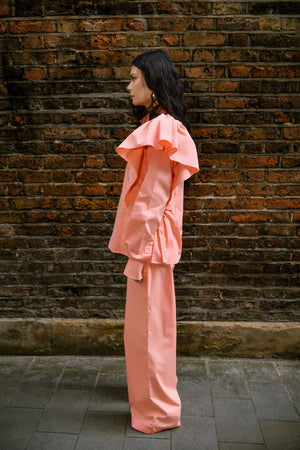 Ruffle Shoulder Poplin Cotton Co-ord Set