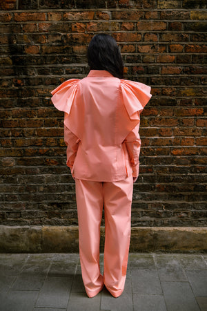 Ruffle Shoulder Poplin Cotton Co-ord Set