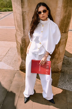 Pure Cotton Wrap Neck Top & Straight Pants Sets