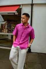 Pink Applique Linen Shirt