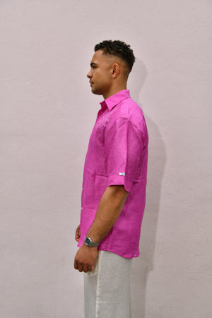 Pink Applique Linen Shirt