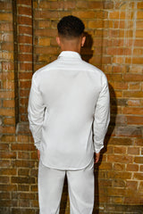 Men’s White Origami Pleated Co-ord Set – Textured Shirt and Pants