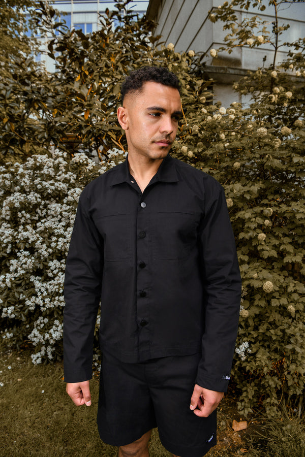 Men’s Black Cotton Co-ord Set – Shirt and Tailored Shorts