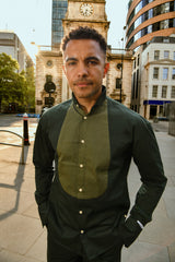 Men's Two-Tone Pure Cotton Shirt and Trouser Set