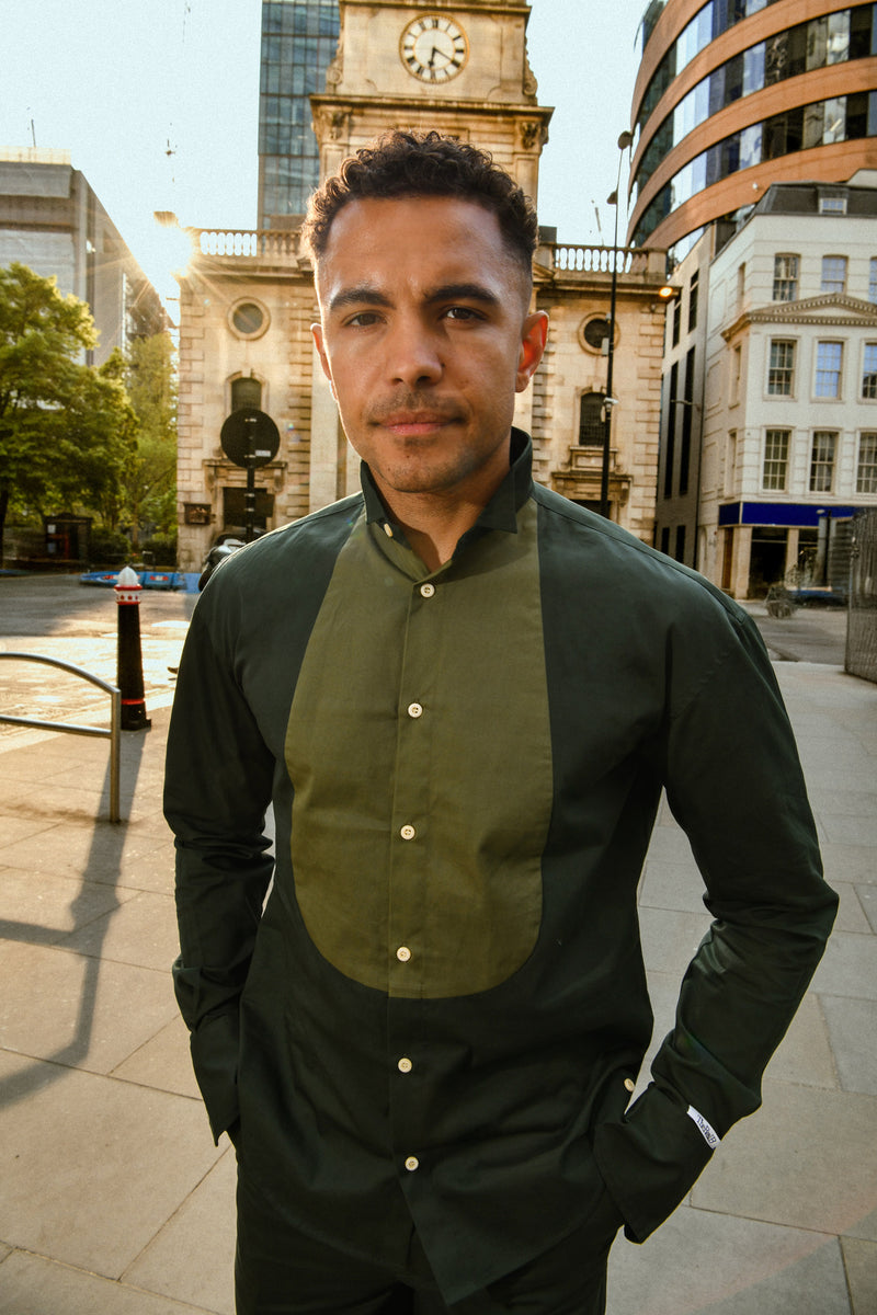 Men's Two-Tone Pure Cotton Shirt and Trouser Set