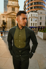Men's Two-Tone Pure Cotton Shirt and Trouser Set