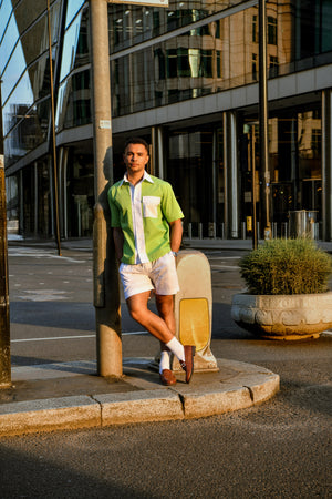 Two-Tone Contrast Cotton Poplin Shirt