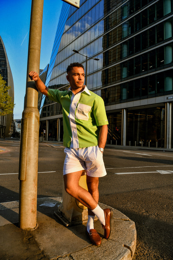 Two-Tone Contrast Cotton Poplin Shirt