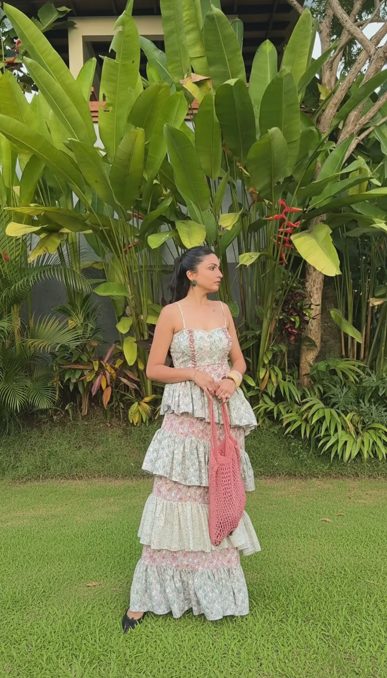 Wild Lily Ruffled Princess-line Long Dress