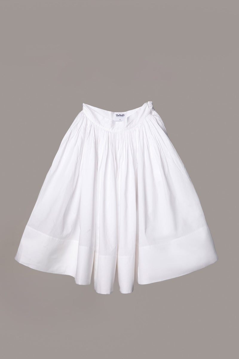 WHITE GIZA COTTON GATHERED SKIRT