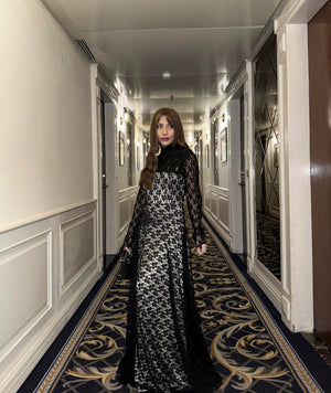 Starlight Sonata Black Long Lace Dress